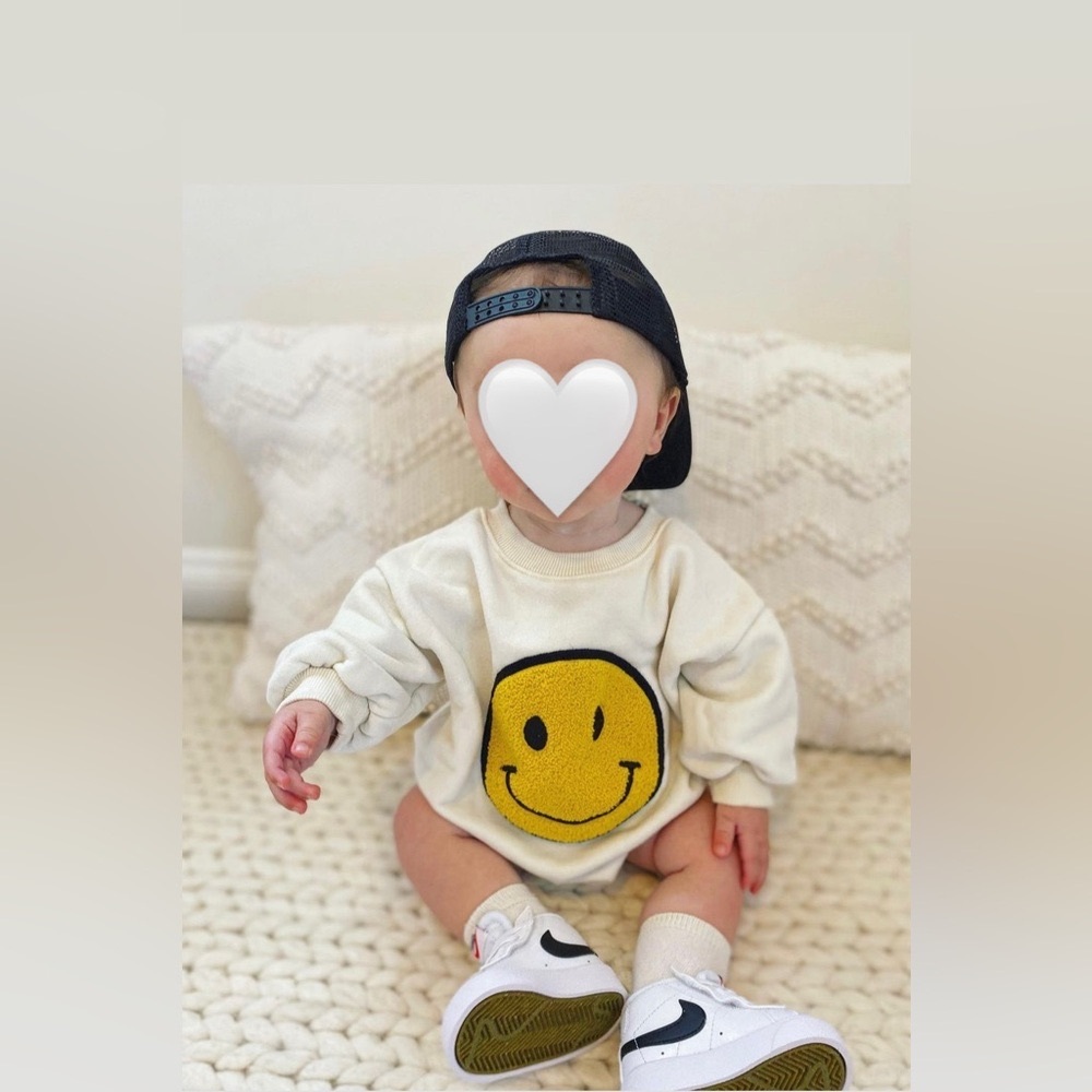 Smiley chenille bubble romper 6M
